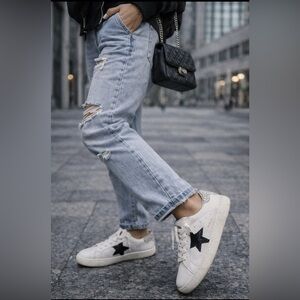 Vintage Havana Carla Women's Shoe Size 7.5 Cheetah White With Black Glitter Star